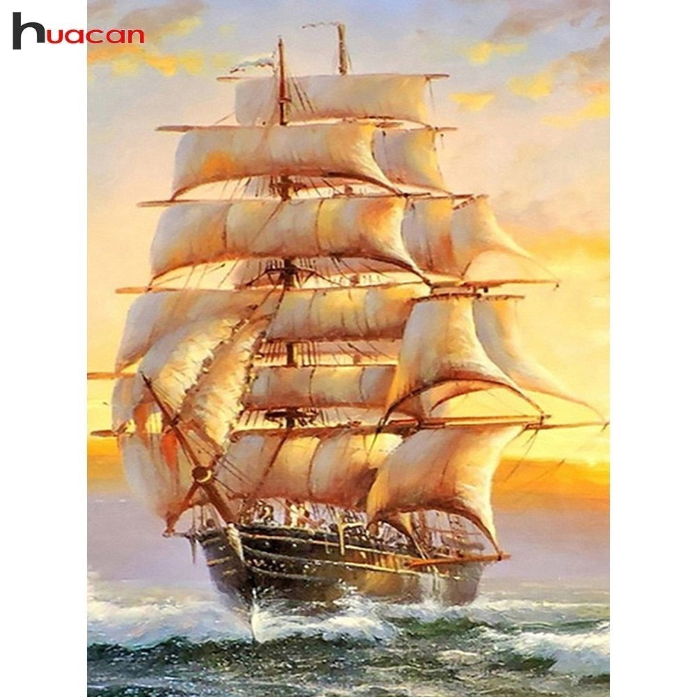 Whydah Gally Ship In The Ocean - 5D Diamond Painting -   %
