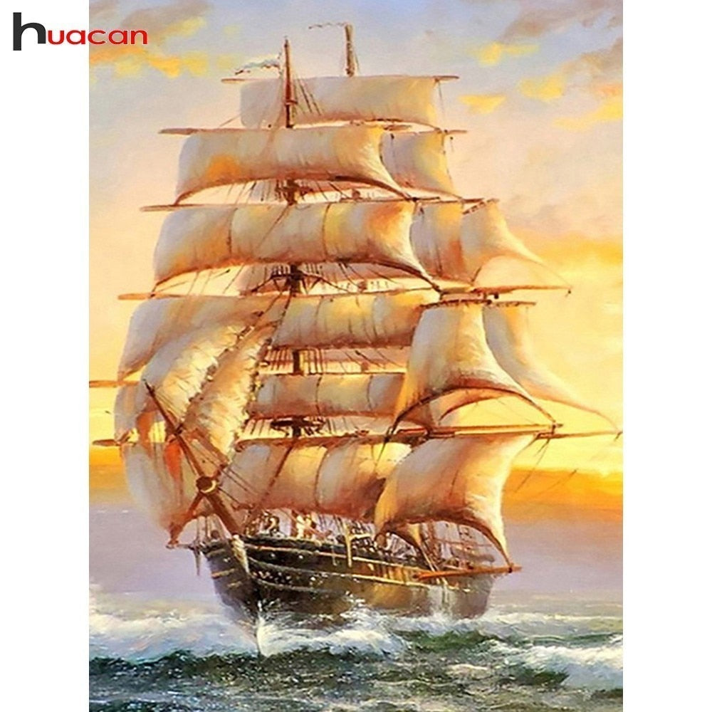 Full Rigged Sailing Ships 5D DIY Diamond Painting Kits, Full Square Diamond Rhinestone Art -Diamond Painting Kits, Diamond Paintings Store