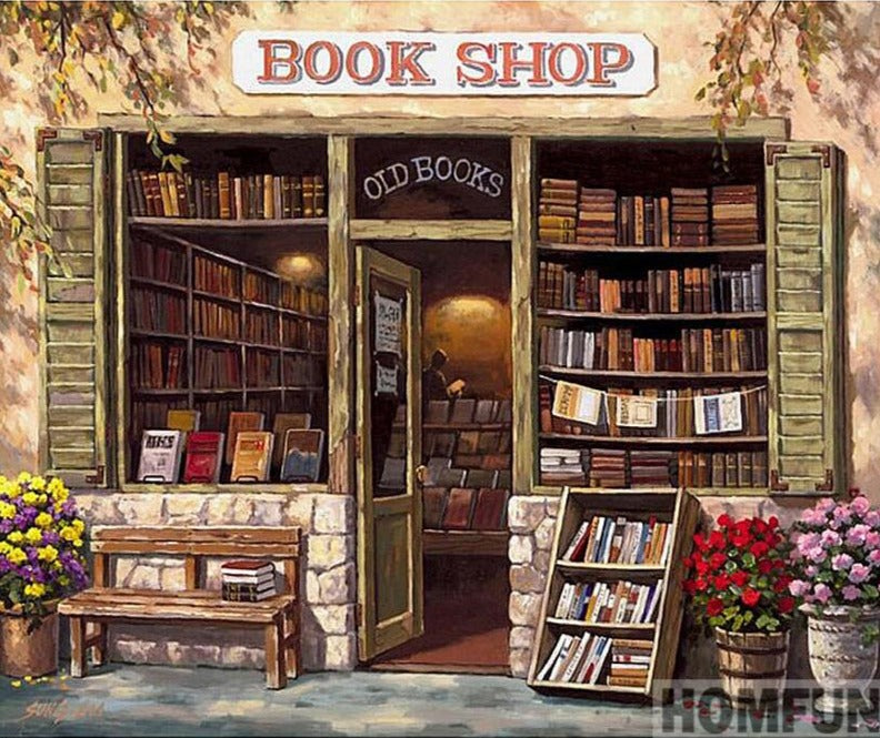 Full Square/Round Drill 5D Diamond Painting "Book Storefront" -On SAle -Diamond Painting Kits, Diamond Paintings Store