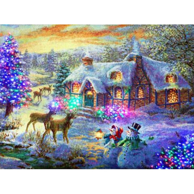 Colorful Christmas Painting, Scenic Diamond Painting Kit