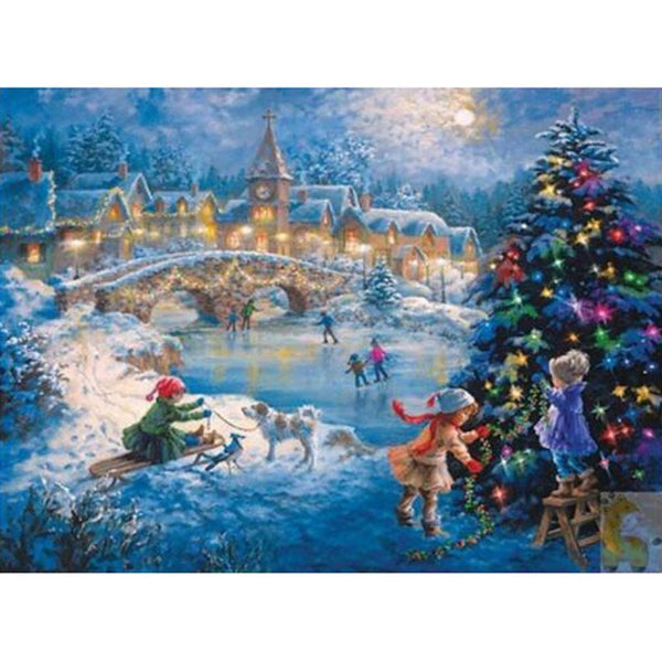 Christmas Overlook | Scenic Diamond Painting Kit | Full Round/Square Drill 5D Rhinestone Embroidery | Winter Scenery Kit -Diamond Painting Kits, Diamond Paintings Store