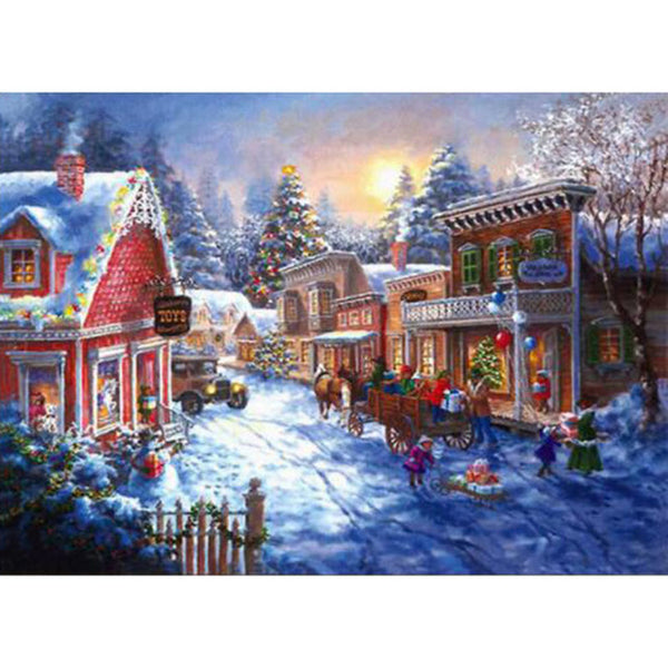 Christmas Village | Scenic Diamond Painting Kit | Full Round/Square Drill 5D Rhinestone Embroidery | Winter Scenery Painting -Diamond Painting Kits, Diamond Paintings Store