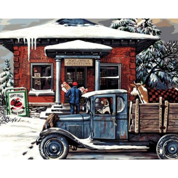 Country Wagon Diamond Painting Kit | Full Round/Square Drill 5D Rhinestone Embroidery | Winter Scenery Painting -Diamond Painting Kits, Diamond Paintings Store