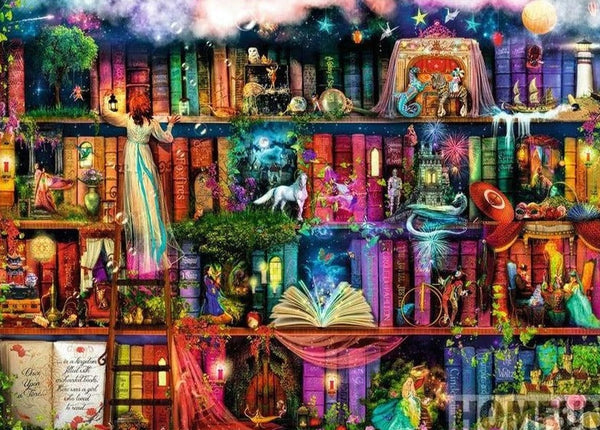 Colorful Intricate Bookshelf, 5D DIY Diamond Painting | Full Square/Round Drill Rhinestone Diamond Art -Diamond Painting Kits, Diamond Paintings Store