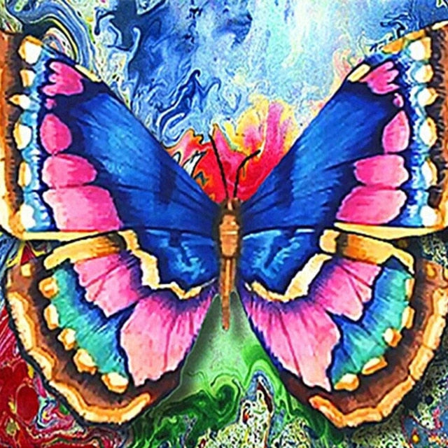 Water Color Butterfly | Animal Diamond Painting Kit | 5D Full Drill Square, Magic Round, Pebble Round Diamonds | DIY Rhinestone Embroidery -Diamond Painting Kits, Diamond Paintings Store