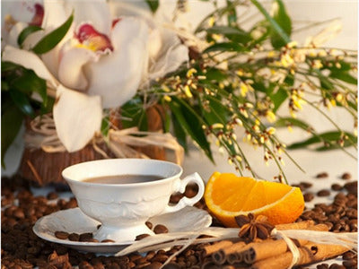 New - Scenic Coffee Cups and Flowers - Diamond Painting Kits, -Diamond Painting Kits, Diamond Paintings Store