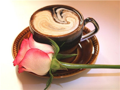 New - Scenic Coffee Cups and Flowers - Diamond Painting Kits, -Diamond Painting Kits, Diamond Paintings Store