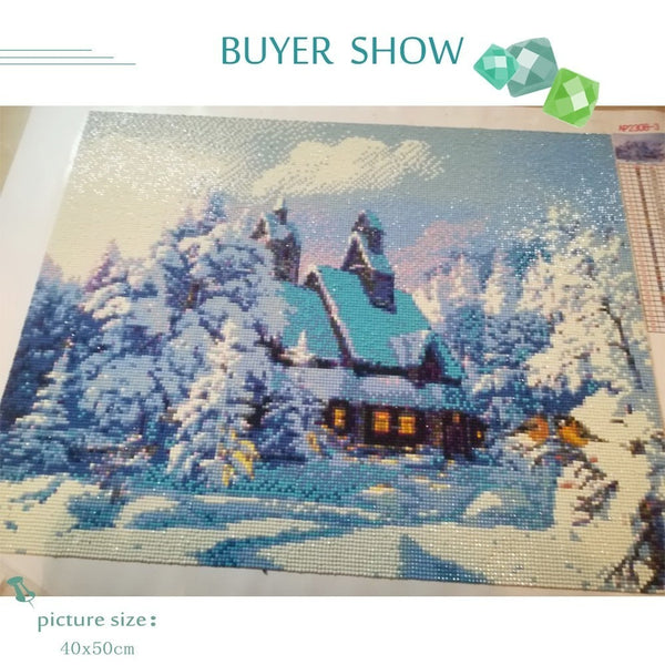 Cabin Snow, 5D DIY Diamond Painting,  Scenic Diamond Embroidery, Full Square -Diamond Painting Kits, Diamond Paintings Store