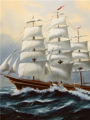 Full Rigged Sailing Ships 5D DIY Diamond Painting Kits, Full Square Diamond Rhinestone Art -Diamond Painting Kits, Diamond Paintings Store