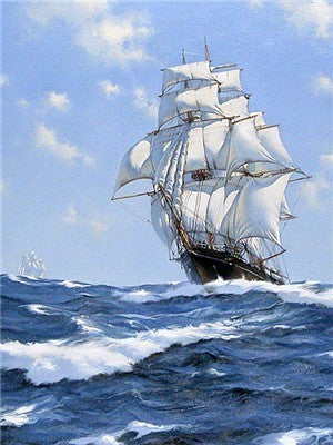 Full Rigged Sailing Ships 5D DIY Diamond Painting Kits, Full Square Diamond Rhinestone Art -Diamond Painting Kits, Diamond Paintings Store