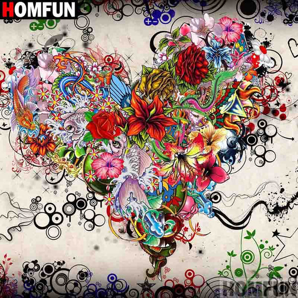 Heart Abstract Diamond Painting | Full Square/Round Drill 5D Rhinestones | DIY Abstract Diamond Kit | Flowers Mosaic -Diamond Painting Kits, Diamond Paintings Store