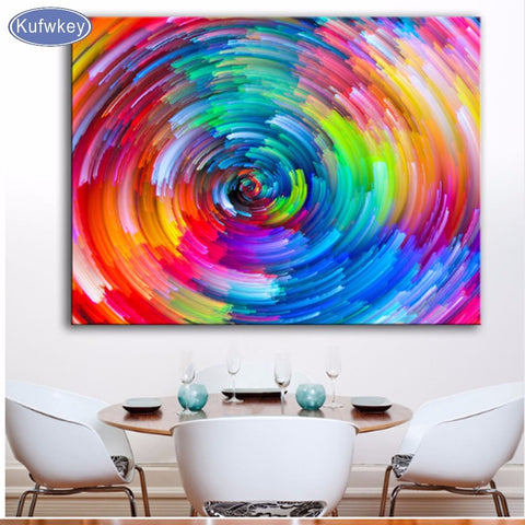 NEW Abstract Diamond Painting Kit | Colorful 5D Full Square Diamonds | Abstract Portrait Piece | Rainbow Color Swirl -Diamond Painting Kits, Diamond Paintings Store