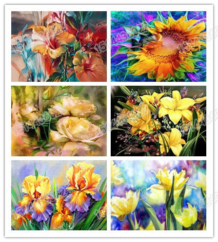 5D DIY Diamond Painting Glass Stained Sunflower Mosaic Cross