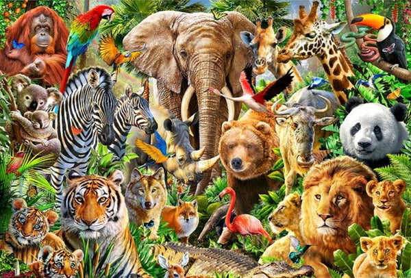 DIY Animal Diamond Painting | Wild Animals Cross Stitch Mosaic | Square/Round Drill | Lions Tigers Bears Elephants Panda -Diamond Painting Kits, Diamond Paintings Store