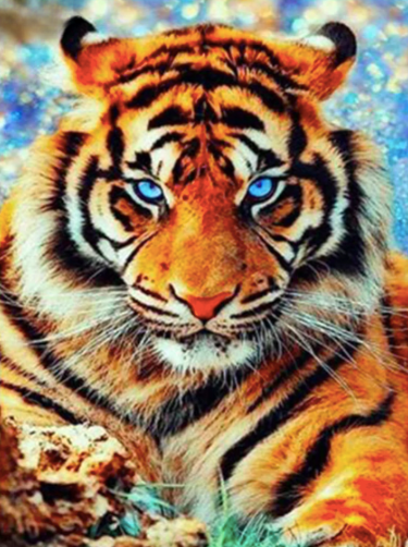 Diamond Paintings, Animal Diamond Painting Kit | Blue Eye Tiger | Full Round/Square Drill Embroidery